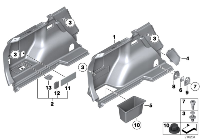 2014 BMW X1 Trunk Trim Panel Diagram 2