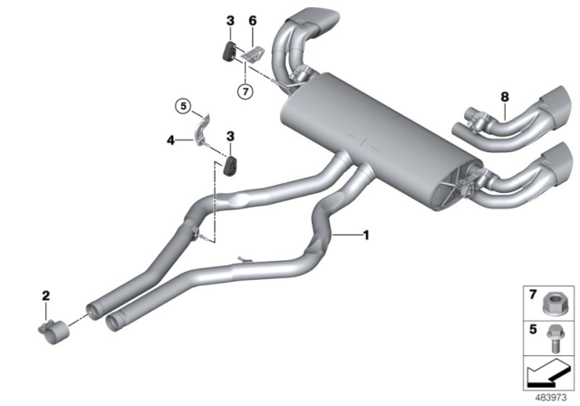 2011 BMW X5 Repair Exhaust Cover Diagram for 18307562545