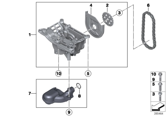 2016 BMW 535d xDrive Lubrication System / Oil Pump With Drive Diagram