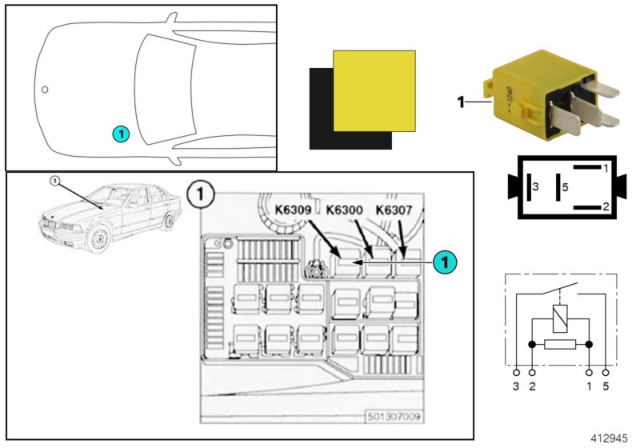 1994 BMW 318i Relay, Air Pump Diagram 2