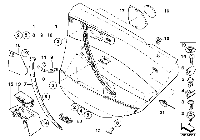 2007 BMW X3 Door Trim, Rear Diagram