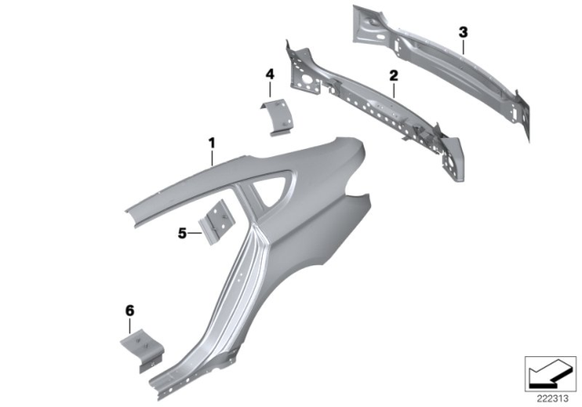 2015 BMW 550i GT xDrive Outer Panel Tail Trim Diagram for 41347238567