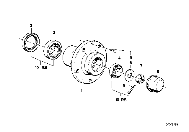 1984 BMW 733i Wheel Bearings Diagram