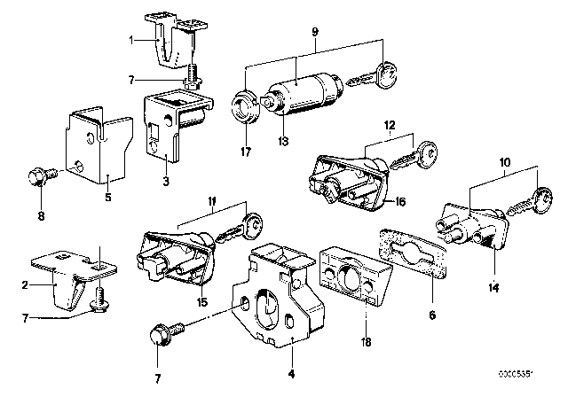 1980 BMW 528i Trunk Lid / Closing System Diagram