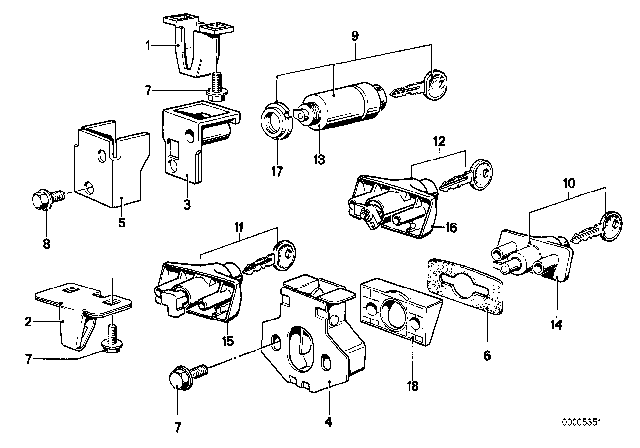 1976 BMW 530i Trunk Lid / Closing System Diagram