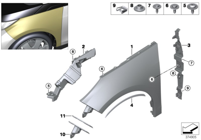 2016 BMW i3 Side Panel, Front Diagram