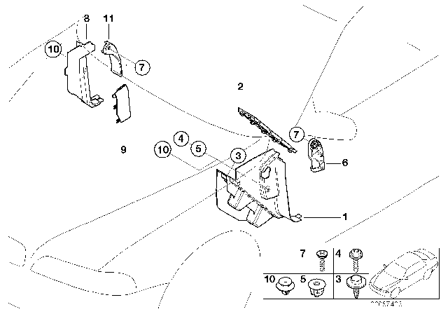 2006 BMW X5 Trim Panel Leg Room Diagram