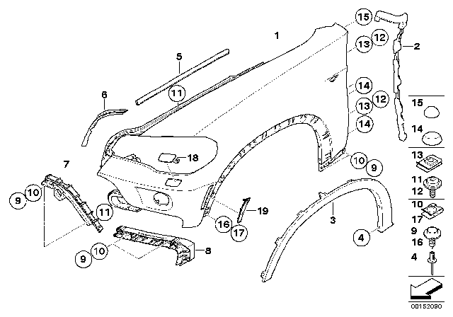 2009 BMW X5 Side Panel, Front Diagram 1