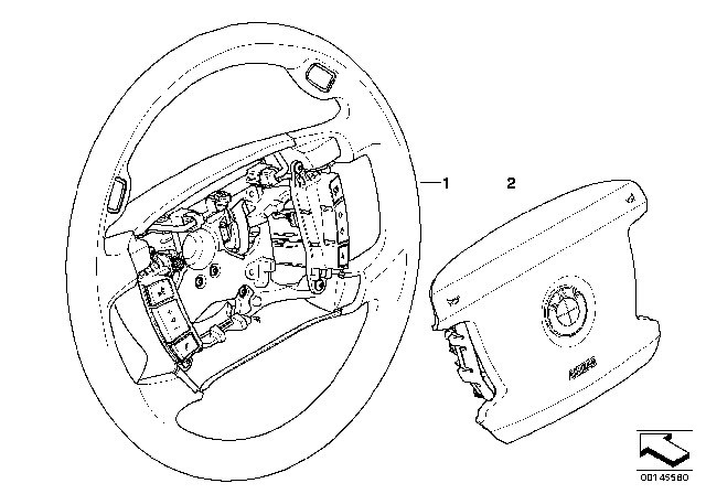 2006 BMW 750Li Steering Wheel Airbag - Smart Multifunction Diagram
