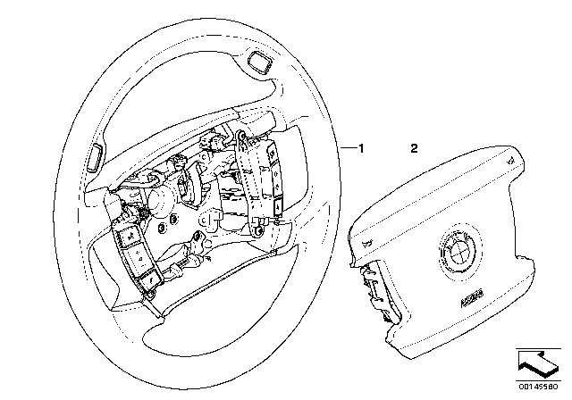 2008 BMW 750Li Leather Steering Wheel Diagram for 32306782088