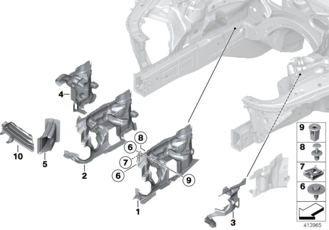 2015 BMW 640i Mounting Parts, Engine Compartment Diagram