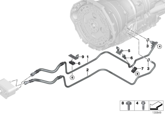 2004 BMW X5 Transmission Oil Cooler Line, Return Diagram for 17227510047