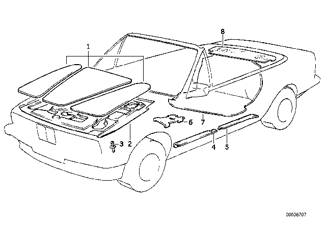 1991 BMW 325i Sound Insulating Side Member Left Diagram for 51481911387