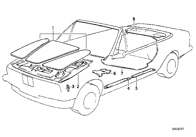 1991 BMW 325i Sound Insulating Front Trunk Panel Diagram for 51481911852