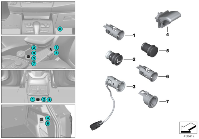 2016 BMW X1 Cigarette Lighter / Power Sockets Diagram