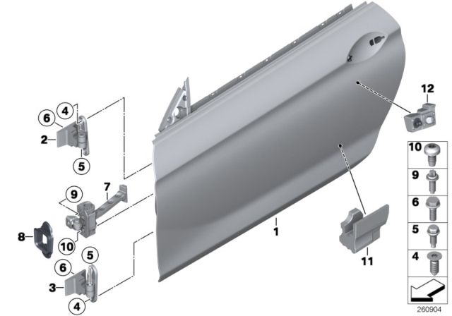 2016 BMW M6 Front Door - Hinge / Door Brake Diagram