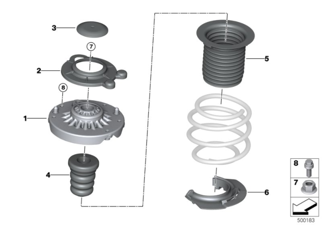 2020 BMW M235i xDrive Gran Coupe Guide Support / Spring Pad / Attaching Parts Diagram