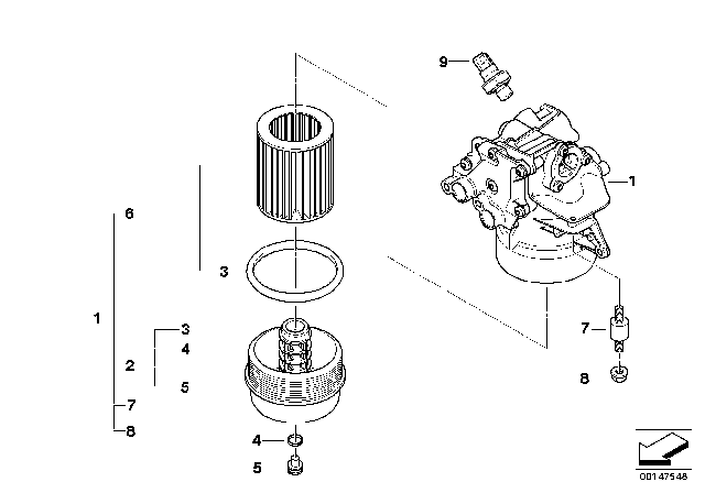2007 BMW M6 Lubrication System - Oil Filter Diagram