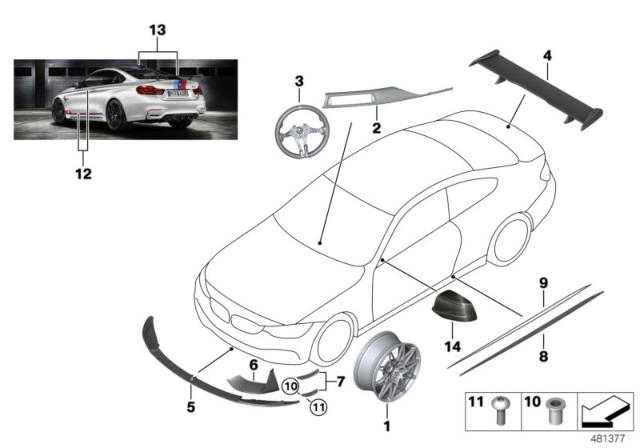 2016 BMW M4 Set Wing Right Diagram for 51117993028