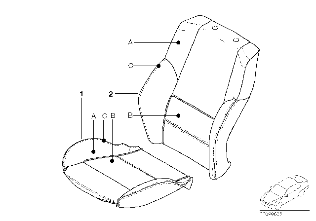 2006 BMW 330Ci Coupe(E46) Individual Cover, Sports Seat Diagram 2