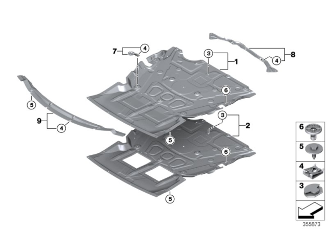 2015 BMW M235i Underbonnet Screen Diagram 2