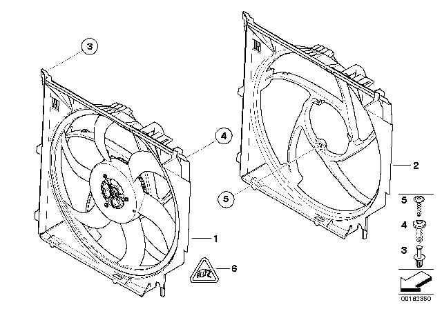 2004 BMW X3 Fan Housing, Mounting Parts Diagram 1