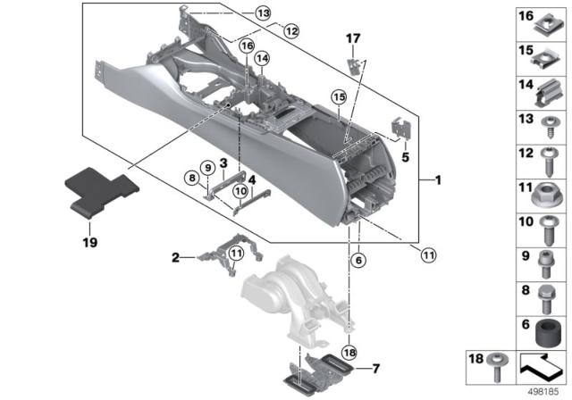 2016 BMW 740i Carrier, Centre Console Diagram