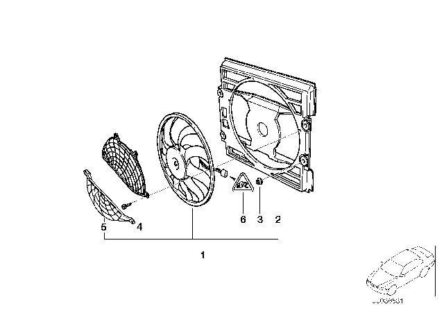 2001 BMW M3 Pusher Fan And Mounting Parts Diagram