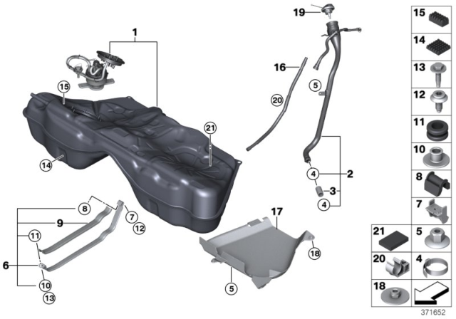2017 BMW M6 Fuel Tank Mounting Parts Diagram