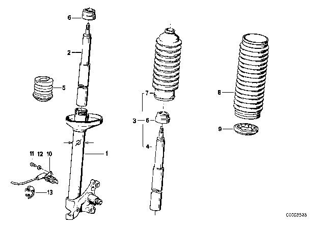 1989 BMW 325i Passenger Right Abs Wheel Speed Sensor Diagram for 34521178982