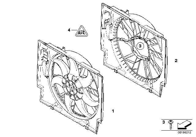 2008 BMW 535i Cooling Fan Assembly With Shroud Diagram for 17427603658