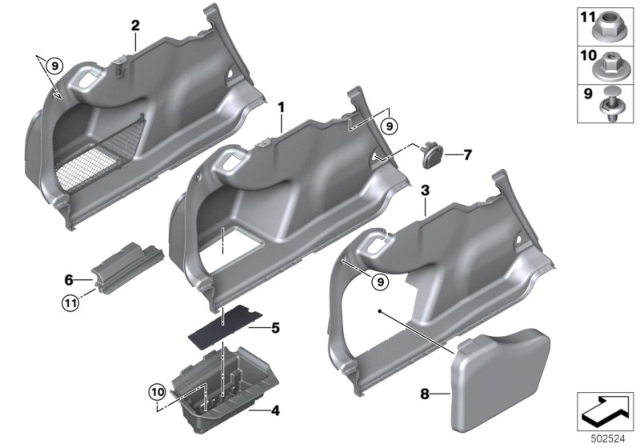 2020 BMW 330i LEFT TRUNK TRIM Diagram for 51477438301