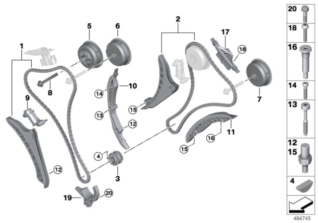 2020 BMW M760i xDrive TIMING CHAIN WITH TENSIONER Diagram for 11318661671