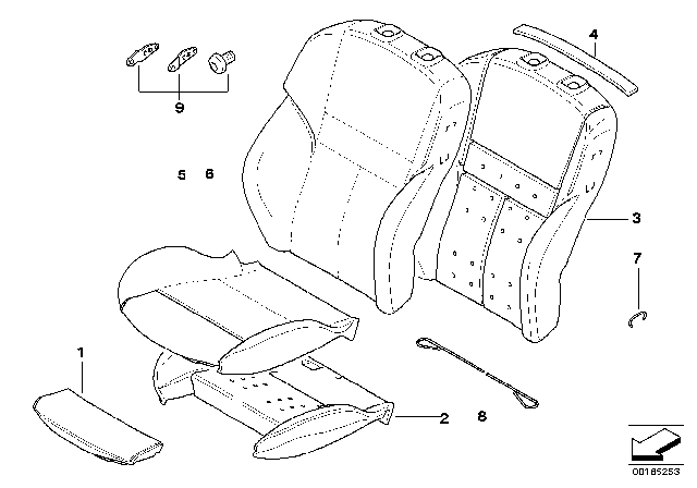 2009 BMW M6 Cover, Sports Seat, Backrest Leather Diagram for 52107918686