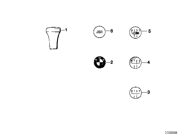 1992 BMW 735i Gearshift Knobs / Coverings / Plaques Diagram 1