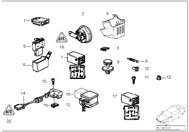 1995 BMW 318ti Crash Alarm Relay Diagram for 61358364692