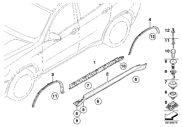 2009 BMW X6 Cover Door Sill / Wheel Arch Diagram