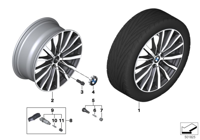 2020 BMW 228i xDrive Gran Coupe BMW LA Wheel, Multi-Spoke Diagram 1