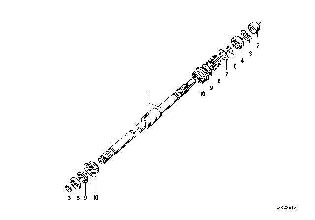 1984 BMW 733i Steering Column - Steering Spindle Diagram