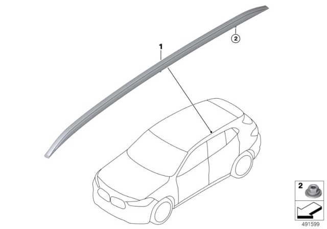 2020 BMW X2 Retrofit, Roof Rails Diagram