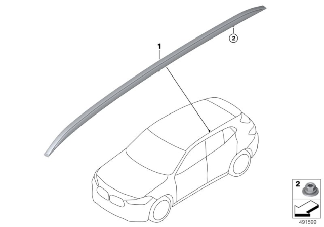 2019 BMW X2 Retrofit, Roof Rails Diagram