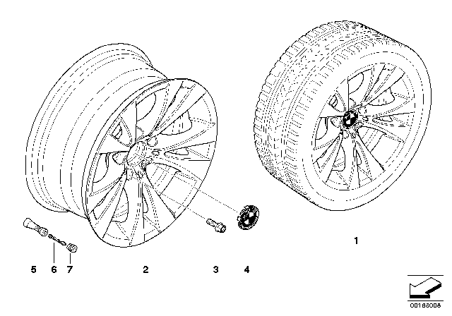 2006 BMW 550i BMW LA Wheel, V-Spoke Diagram