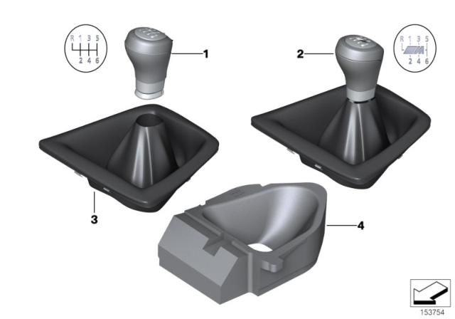 2013 BMW 328i Gear Shift Knobs / Shift Lever Coverings Diagram