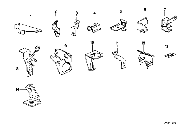 1979 BMW 733i Cable Harness Fixings Diagram