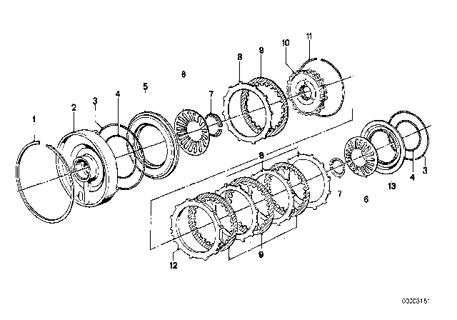 1983 BMW 528e Brake Clutch (ZF 3HP22) Diagram 1