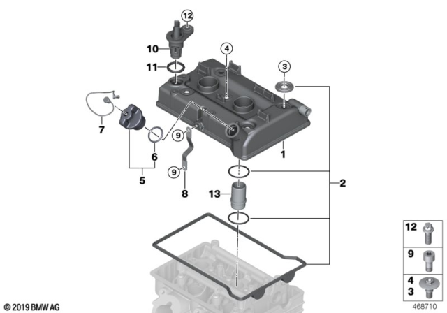 2015 BMW i3 Cylinder Head Cover / Mounting Parts Diagram