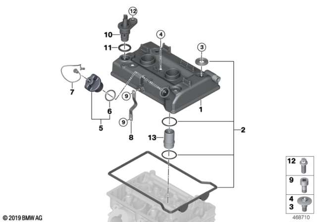 2017 BMW i3 Cylinder Head Cover / Mounting Parts Diagram