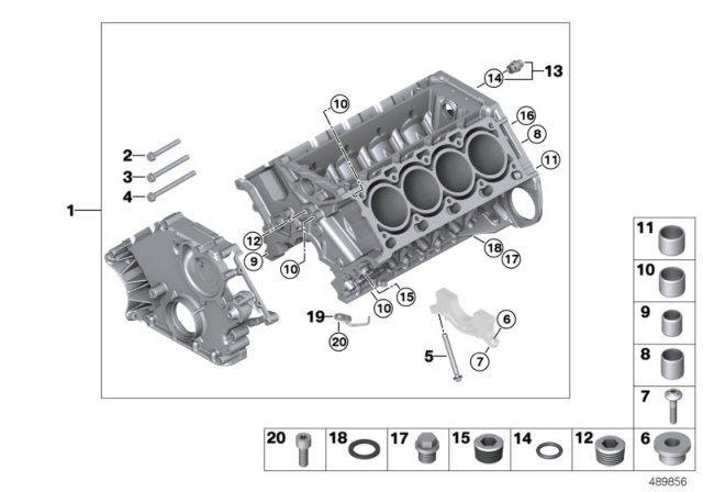 2005 BMW 745Li Engine Block & Mounting Parts Diagram 1