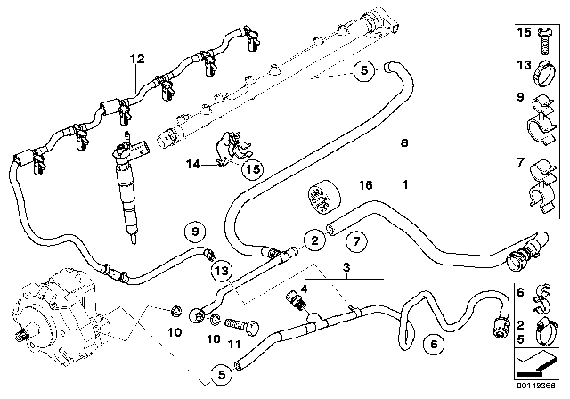 2009 BMW 335d Fuel Feed Line Diagram for 13537811577