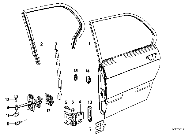 1985 BMW 535i Rear Door - Hinge / Door Brake Diagram